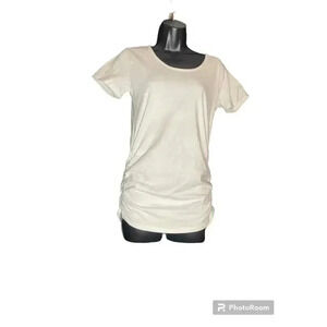 Maternity Oh! Mamma Fitted White Short-Sleeve Round Neck Top SMALL